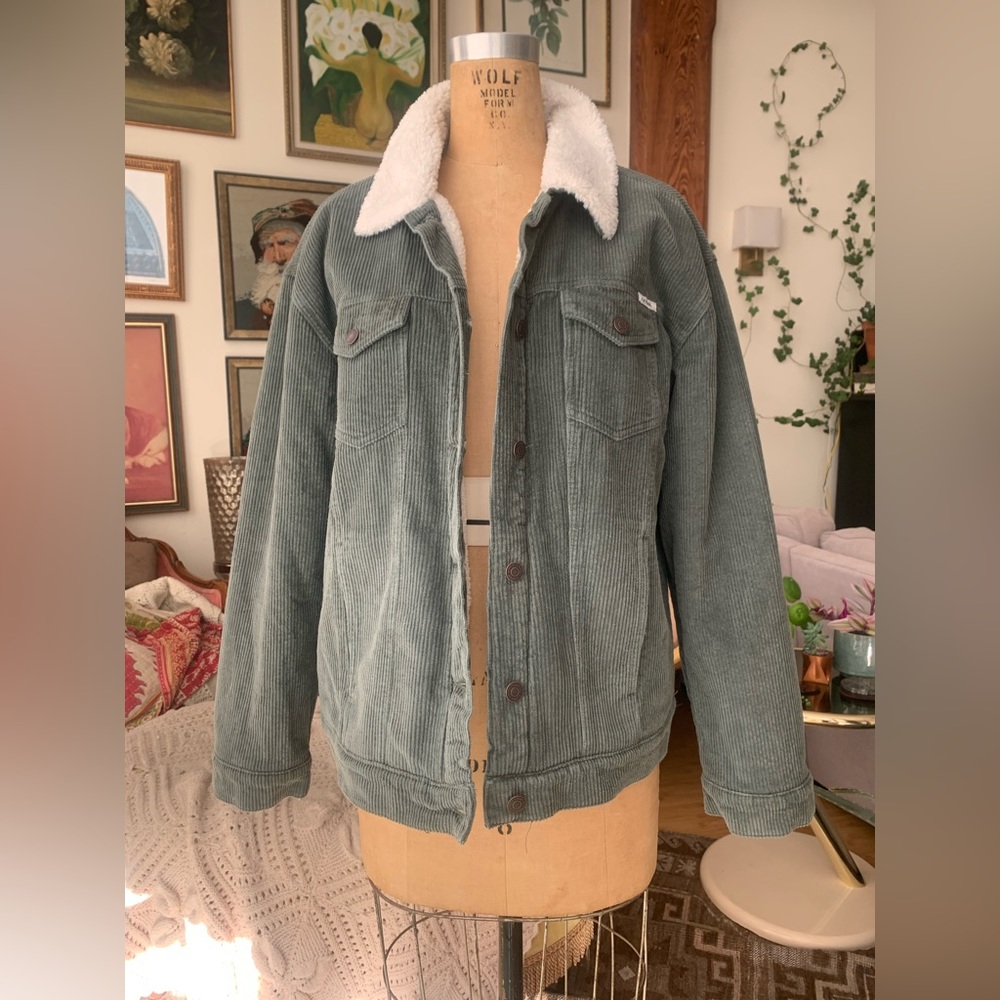 Rhythm “Stevie” Sage Green Corduroy Sherpa Jacket